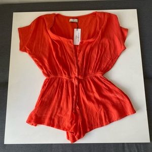 Vivid Resort rompers✴︎ size: S
color: CORAL
brand:  Le Bain par MOLLY BRACKEN